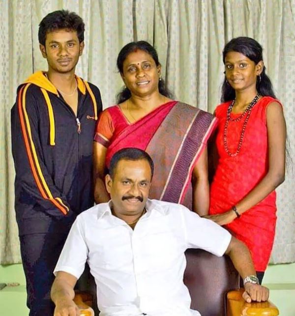 G. Marimuthu with his wife and children