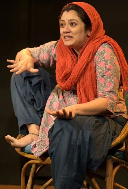 Girija in a still from a Marathi play titled Laghu