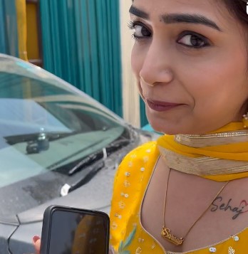 Gurpreet Kaur featuring Sehaj tattoo on her collarbone