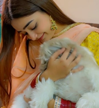 Gurpreet Kaur with her pet dog