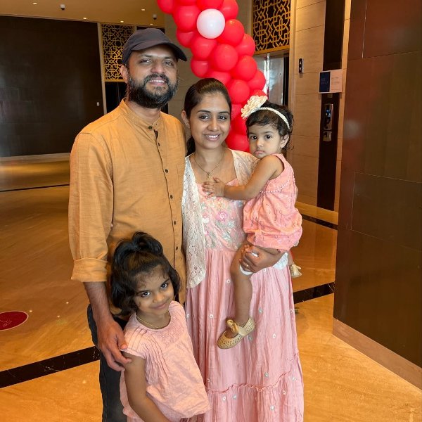 Jude Anthany Joseph with his wife and children