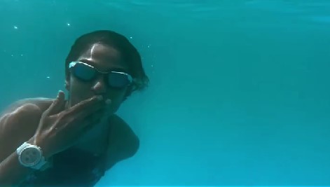 Keerthi Pandian while swimming underwater