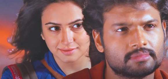 Kriti (left) in a still from the Kannada film 'Tirupathi Express' (2014)
