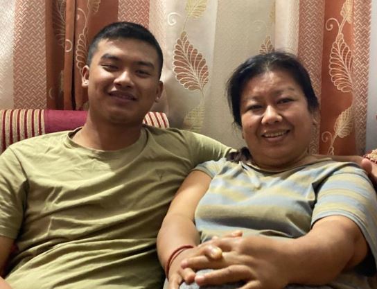 Kushal Malla with his mother