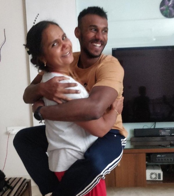 Likith Selvaraj with his mother, Prema Mn