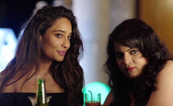 Lisa Haydon (left) with Mallika Dua (right) in a still from the TV series 'The Trip' (2016)