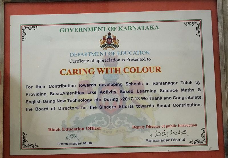 Manasi Kirloskar's 'Caring with colour' received an award by the Government of Karnataka