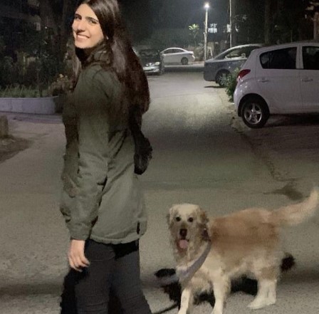 Medha Rana with her pet dog, Max