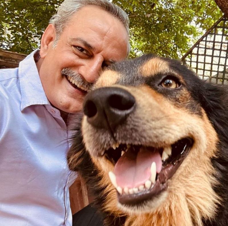 Mohit Chauhan with his pet dog