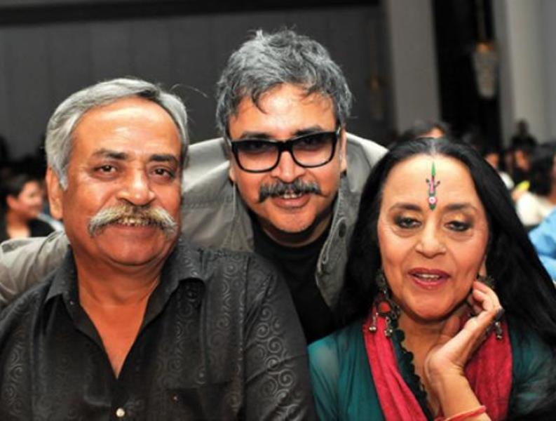 Piyush Pandey with Prasoon Pandey and Ila Arun
