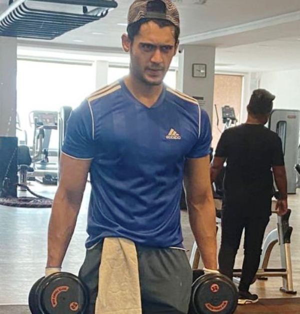 Prince Yawar while working out in a gym