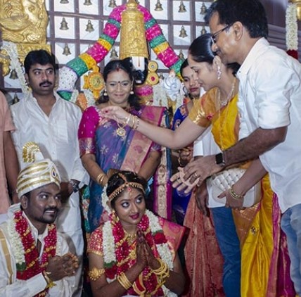 Rajkumar Periasamy on his wedding day with Jaswini