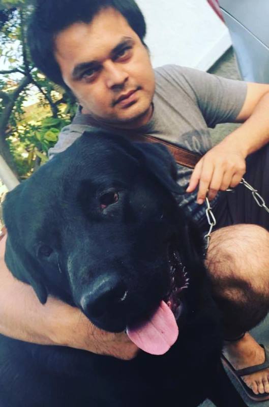 Sandeep Anand with his pet dog