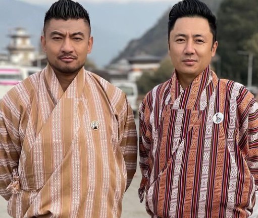 Sangay Tsheltrim posing with Bhutan King