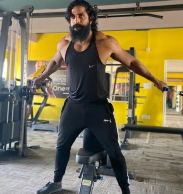 Sanjay Krishna Makthala working out in a gym