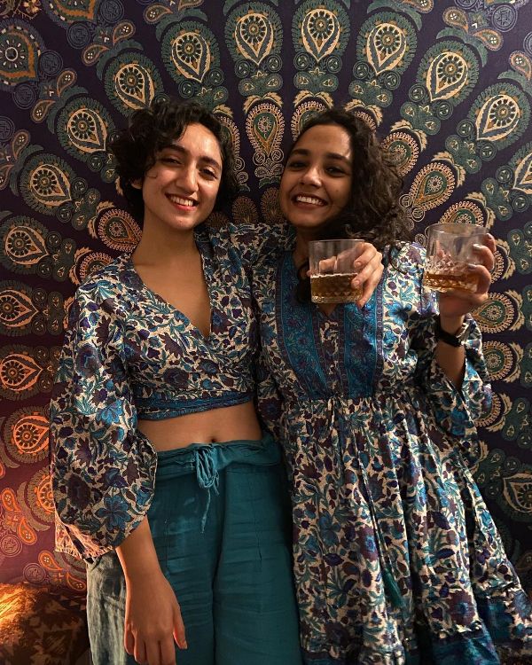 Sanjeeta Bhattacharya (on the left) with her friend at a party