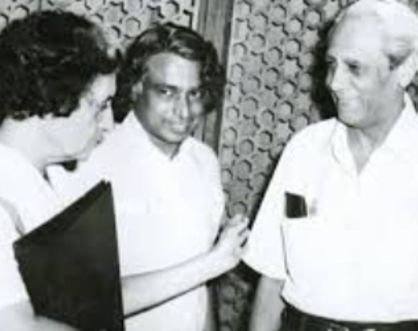 Satish Dhawan with APJ Abdul Kalam and Indira Gandhi 