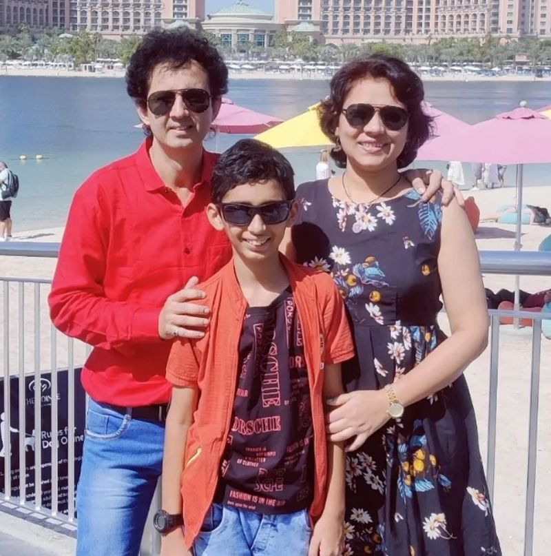 Sham Mashalkar with his wife and son