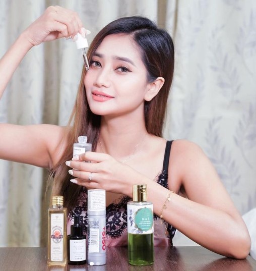 Soma Laishram while promoting a commercial product on social media