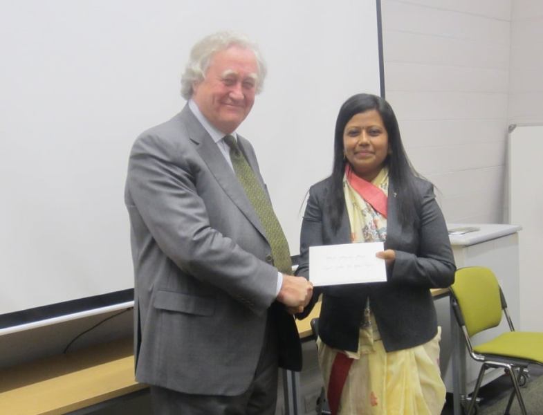Sonali Ghosh receiving her Award from Brian Marsh