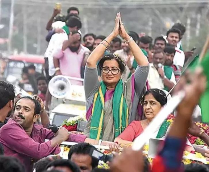 Sumalatha during her elections in 2019