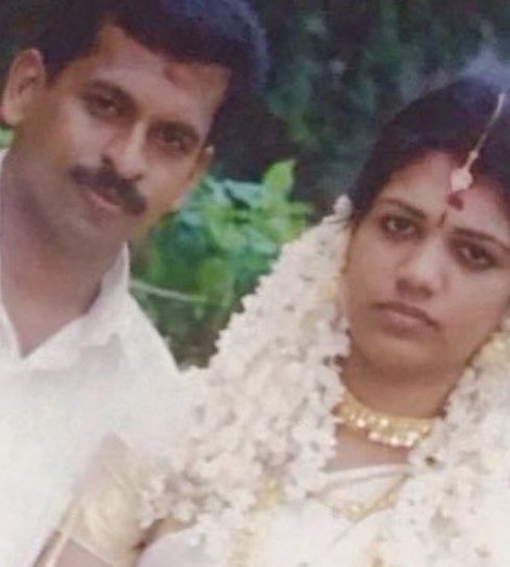 Suresh Pillai on his wedding day with Remya Suresh