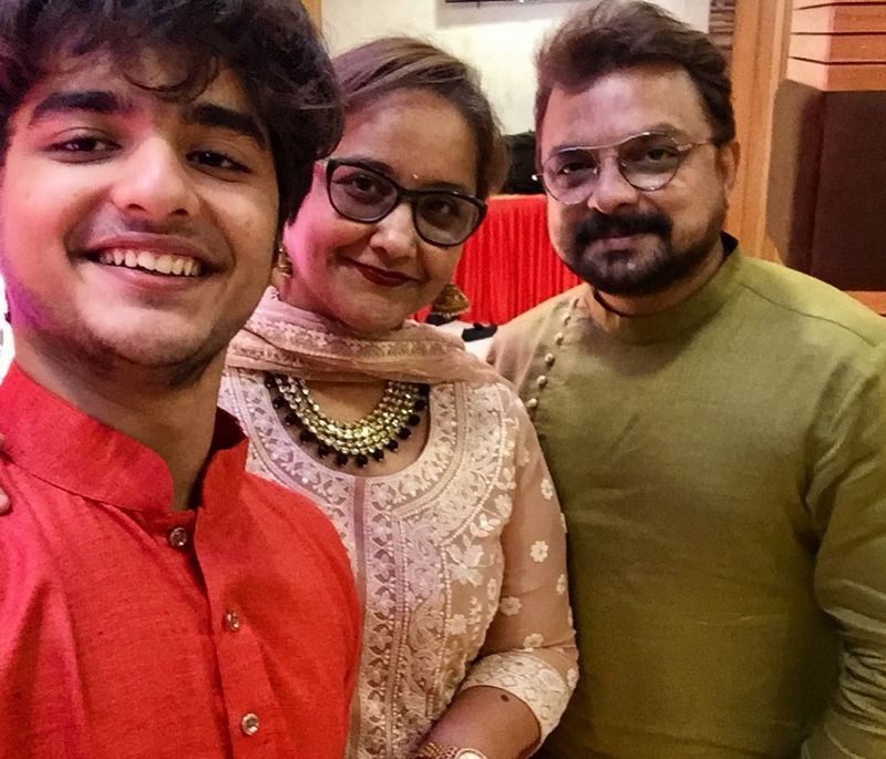 Swati P Shah with her husband and son
