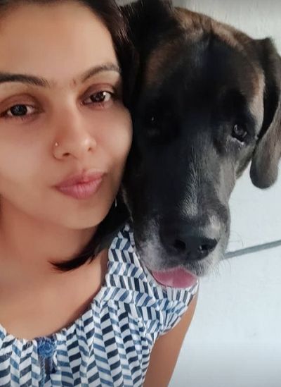 Tanvi Ram with dog