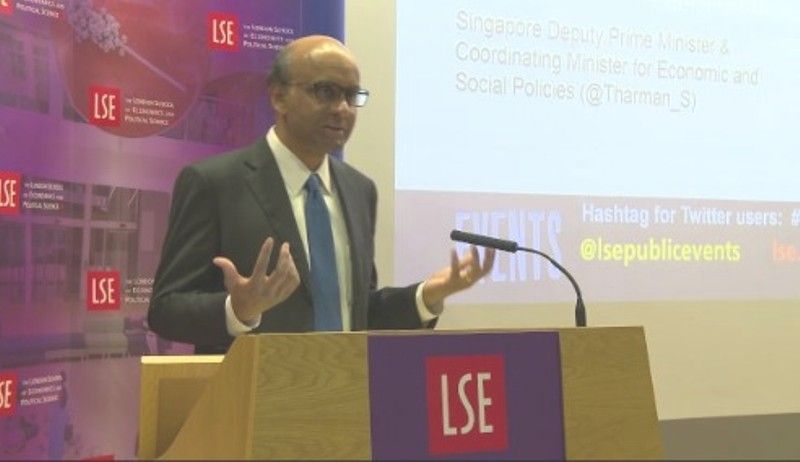 Tharman Shanmugaratnam at LSE while receiving his honorary fellowship