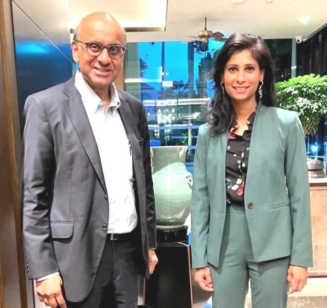 Tharman Shanmugaratnam with Gita Gopinath at IMF