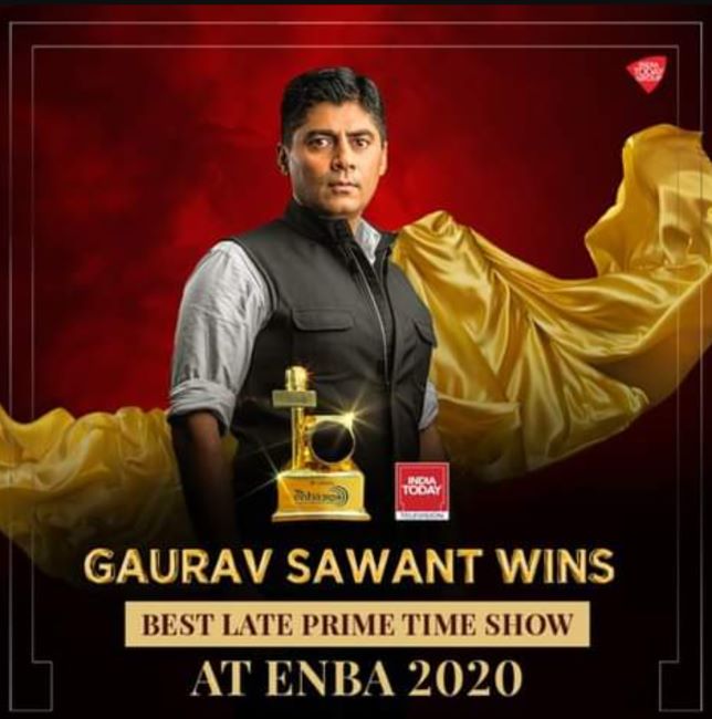 The announcement of Gaurav Sawant's Best Late Prime Time Show award at the ENBA 2020