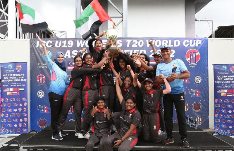 UAE Women after winning 2022 ICC Women’s Under-19 World Cup Asia qualifiers