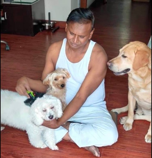 Udit Raj with his dogs
