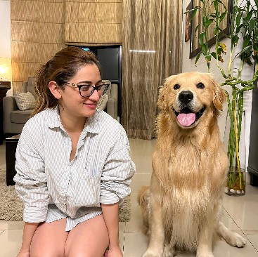 Uditi Singh with her pet dog, Thor