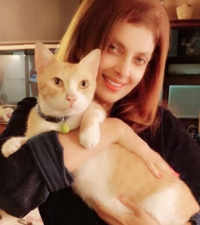 Varsha Usgaonkar with her cat