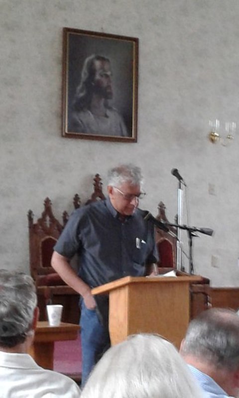 Vijay Seshadri reading his poetry at the Backroads Reading series in the Congregational Church in Brownington, Vermont.