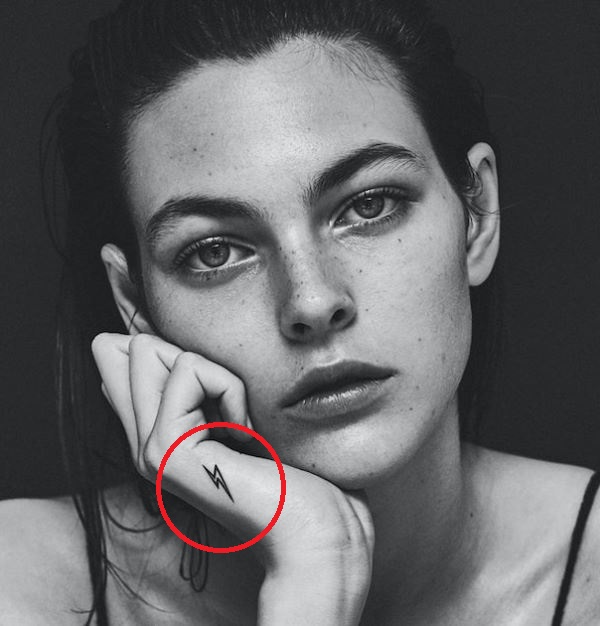 Vittoria Ceretti's thunder tattoo inked on her right hand