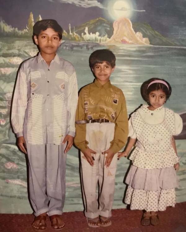 A childhood photo of Ambati Arjun (in the middle)