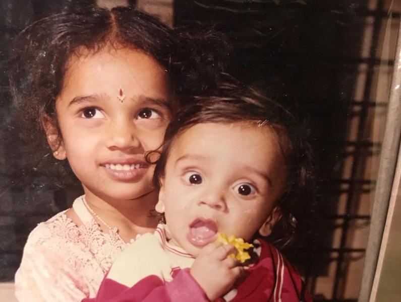 A childhood photograph of Harshith Reddy with his sister