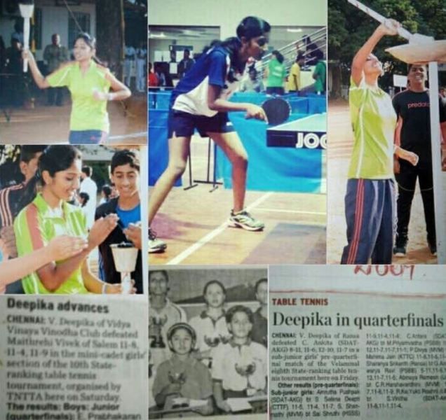 A newspaper cutting of Deepika Venkatachalam's achievemnets in table tennis