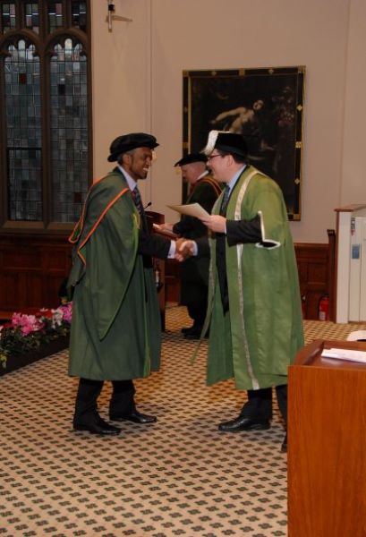 A photo of Muizzu taken while he was receiving his PhD degree