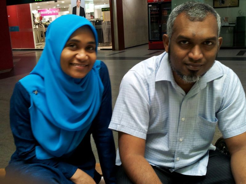 A photo of Sajidha Mohamed with Mohamed Muizzu