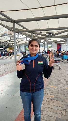 A picture of Palak Gulia with her World Cup medals