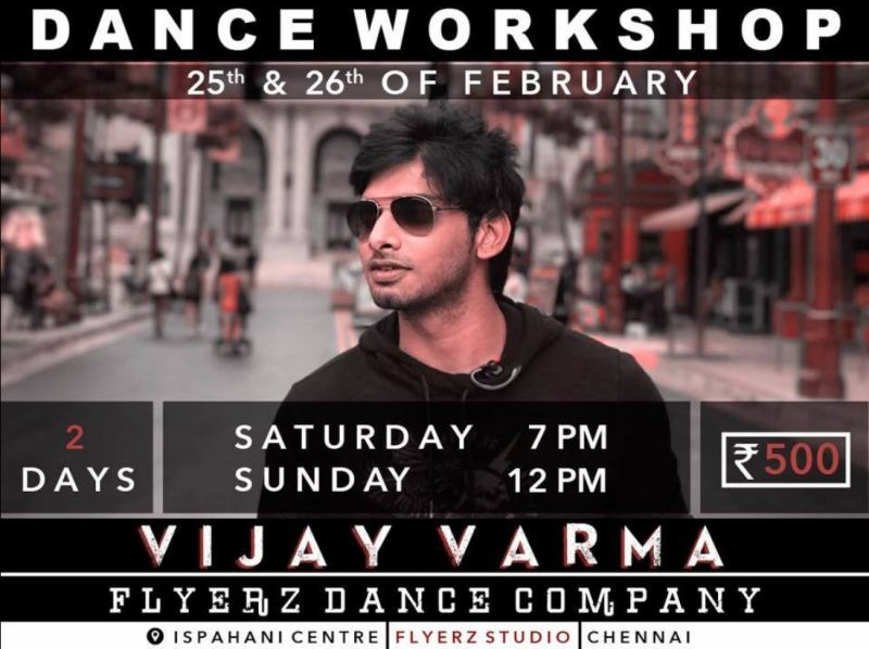 A poster of the dance workshop organised by Vijay Varma in collaboration with 'Flyerz Dance Company' in 2017