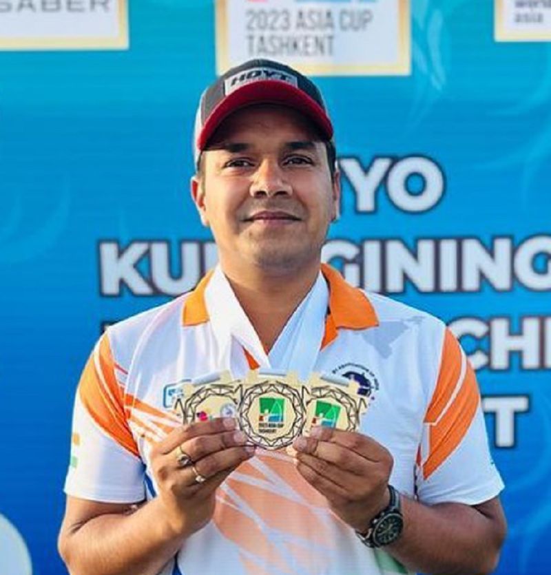 Abhishek Verma at the 2023 Archery World Cup
