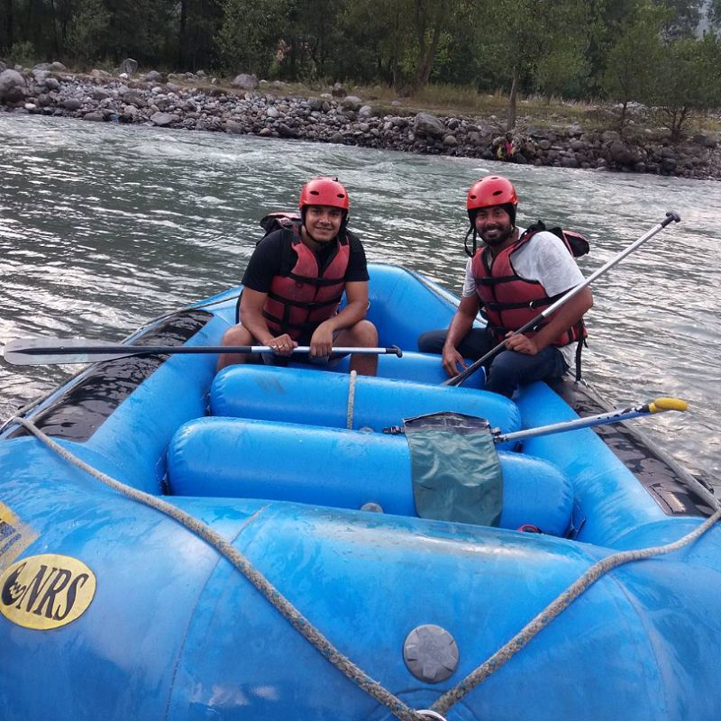 Abhishek Verma (left) trying river rafting