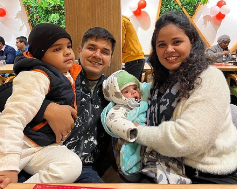 Abhishek Verma with his wife and children