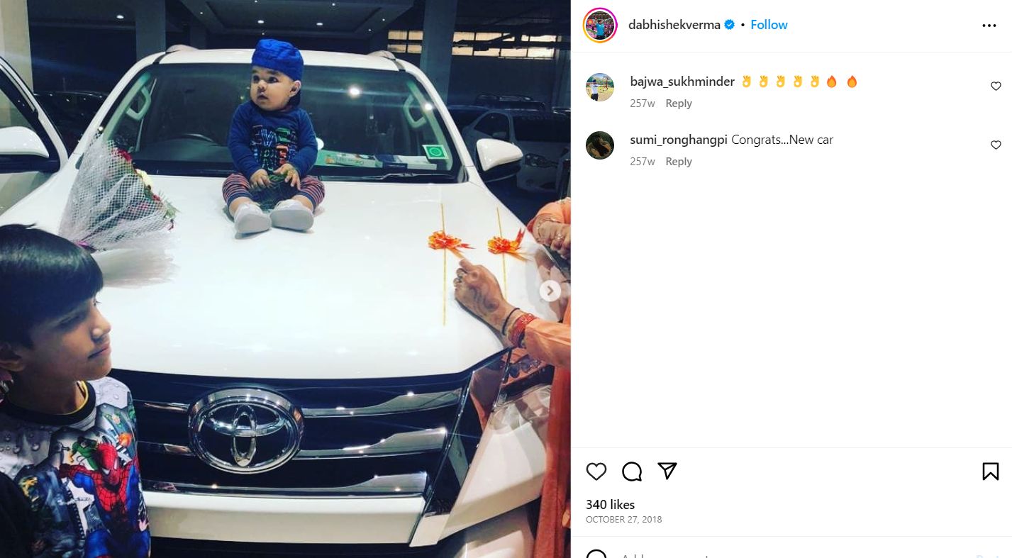 Abhishek Verma's Instagram post about his car
