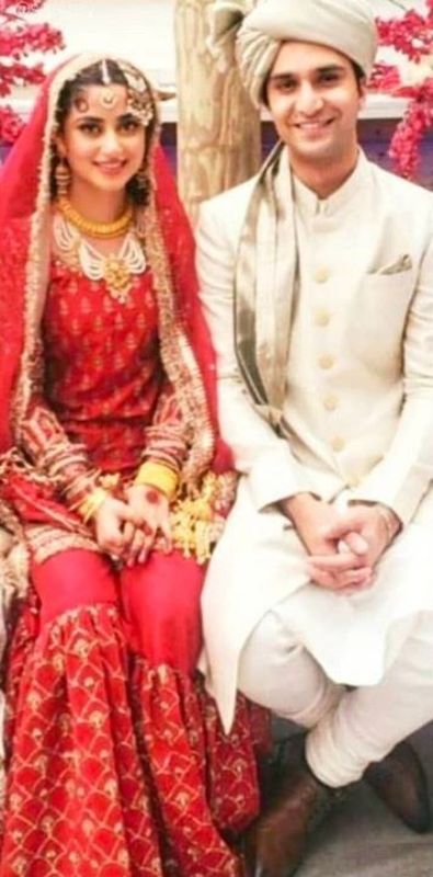 Ahad Raza Mir and Sajal Aly on their wedding day