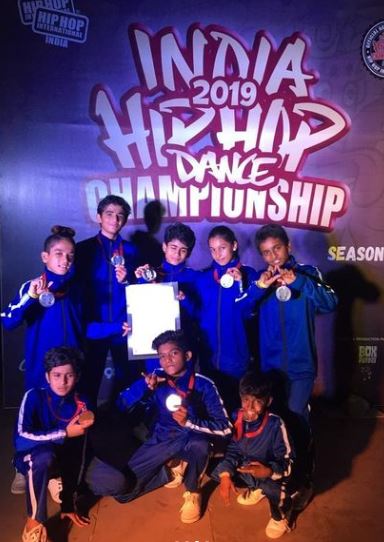 Alhena ADS with her group after winning the India Hip Hop Dance Championship 2019